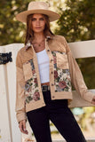 Vintage Rose Patch Shacket: Taupe Multi