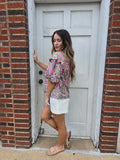 Wildflower Ruffle Top: Olive Multi