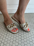 Baylor Gold Chain Sandals: Cream