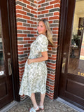 Coastal Escape Dress: White/ Sage