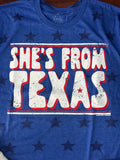 She’s From Texas Tee: Royal