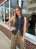 Button Me Up Denim Top: Washed Black