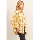 The Golden Girl Plaid Shacket: Yellow Mix