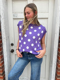 Tailgate Chic Sweater Vest: Lavender/ White