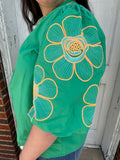 April Blooms Top: Green