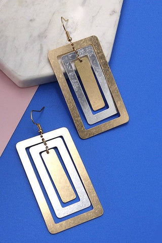 Geo Two Tone Earrings: Multi