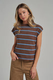 New Perspective Sweater Top: Chocolate/ Blue