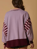 Just Stopping By Striped Top: Lilac Mix