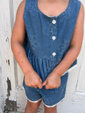 Dawn Daisies Peplum Set: Denim Blue