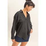 Sassy Satin Long-Sleeve: Black