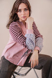Flutter Floral Striped Pullover: Mauve