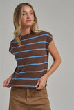 New Perspective Sweater Top: Chocolate/ Blue