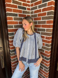 Porch Swing Stripe Blouse: Dark Navy