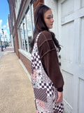 Vintage Revival Patchwork Overalls: Brown Mix