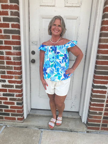 Ocean Petals Blouse: Blue Multi