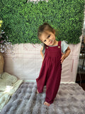 Berry Sweet Kids Jumpsuit: Burgundy