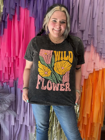 Wild Flower Tee: Charcoal