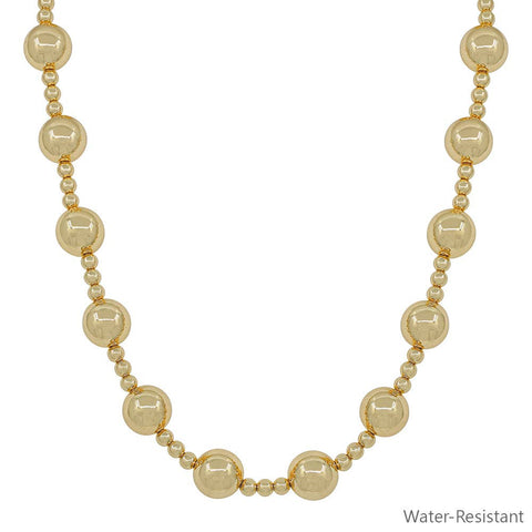 Chunky Beaded Necklace: Gold