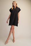 Normalize Scallops Dress: Black
