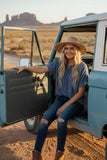 Fringe Benefits Chambray Top: Denim