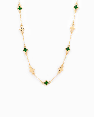 Clover Pattern Necklace: Green