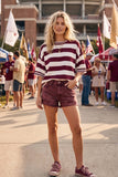 Gameday Striped Top: Maroon/Whitel