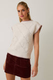 Cozy Carved Knit Top: Cream