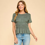 Smocked Soulmate Top: Olive