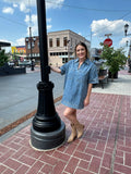 Southern Stroll Denim Shift Dress: Medium Wash