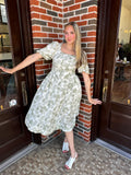 Coastal Escape Dress: White/ Sage