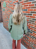 Wherever Button Down Top: Olive