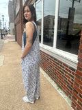 Vintage Charm Overalls: Ivory/Blue