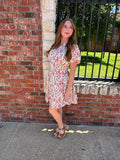Sunday Stroll Floral Dress: Ivory/Red Mix