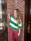 Holiday Line Up Sweater: Green Multi