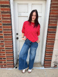 Striped Just Right Top: Red/White