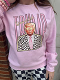 Checkered Trump Sweatshirt: Pink