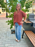 Flowy Haven Top: Red Brown