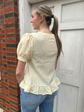 Spring Gingham Blouse Top: Yellow