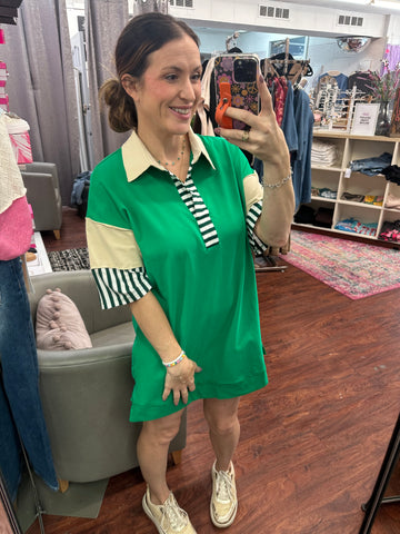 Solids & Stripes Dress: Green