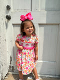 Miss Autumn Smocked Girls Dress: Pink