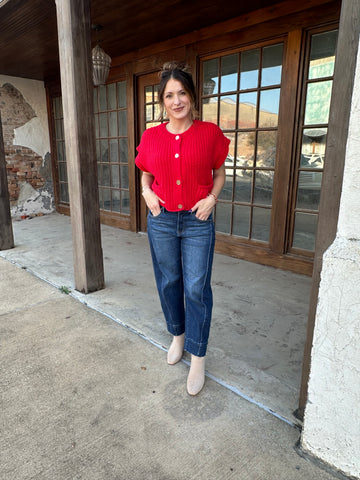 Sylvie Barrel Leg Denim: Dark Wash