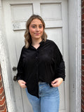 Frosted Velvet Blouse: Black