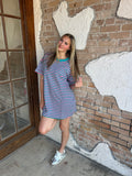 Striped Just Right Oversized Tee Dress: Pink/Green