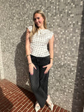 Prettier In Polka’s Top: Cream- Black Dot