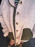 Cozy Trail Sherpa Jacket: Ivory/Olive