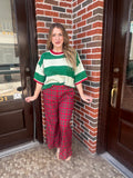 Holiday Line Up Sweater: Green Multi