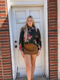 Sleek Suede Mini Skort: Camel