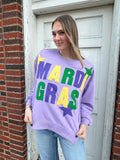 Mardi Gras Patchwork Pullover Top: Purple