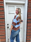 Autumn Skies Sweater Top: Blue/ Brown
