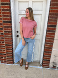 Simply Sweet Ribbed Top: Rose